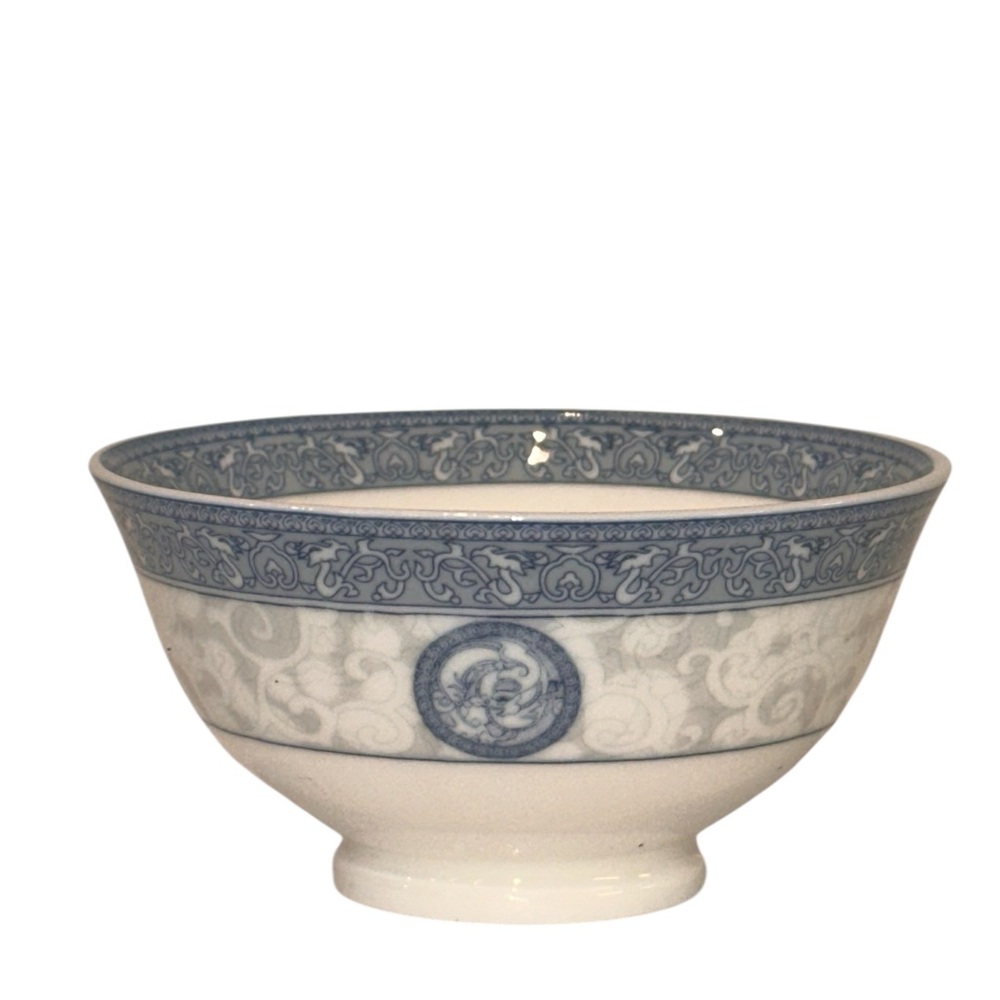 Vintage Cameo Durable China Blue White Dragon Rice Soup Bowls Set of 5 Small 7oz